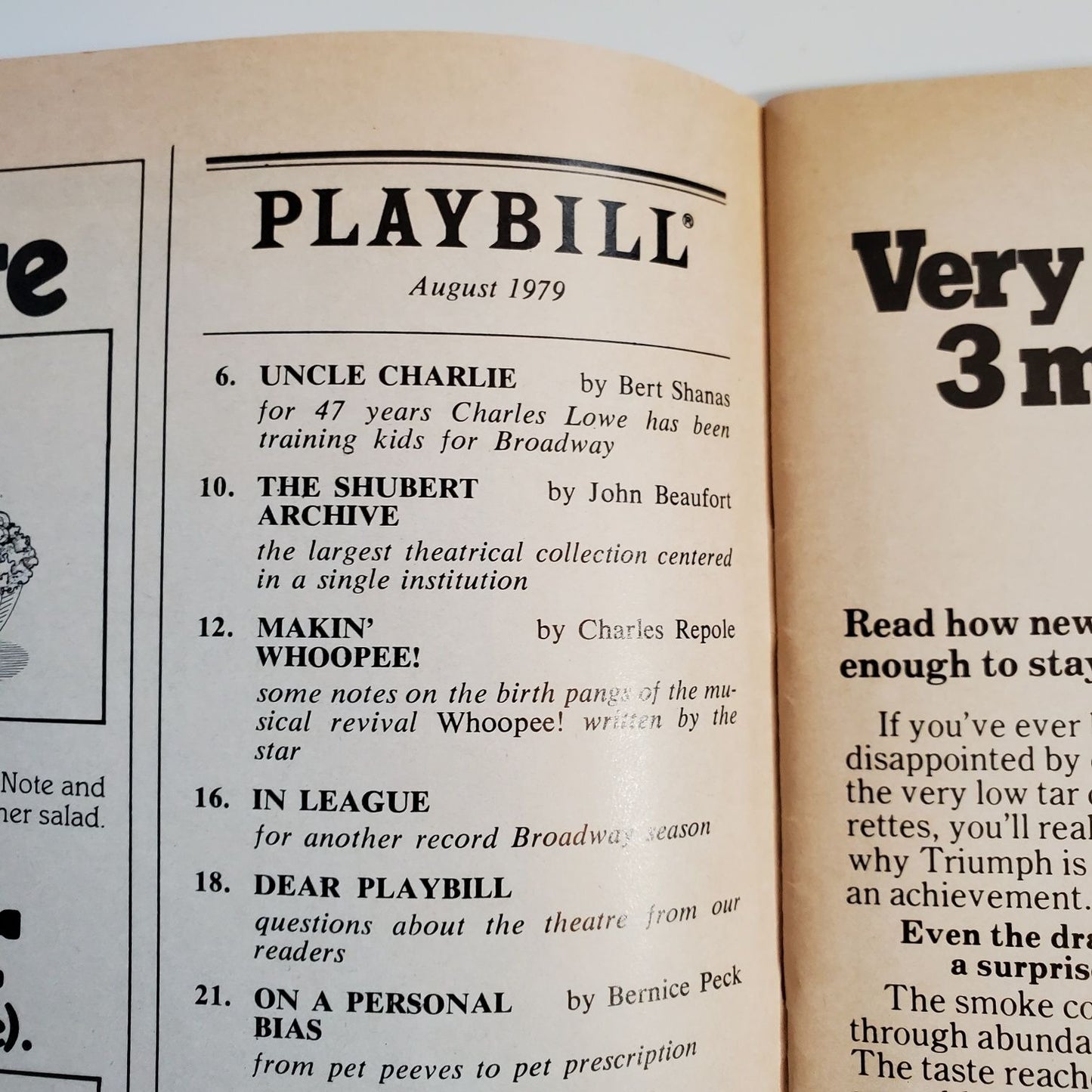 Lot of 3 Vintage Playbills without Covers "Knockout" 1979 "Da" 1979 "Long Day's Journey Into Night  1986