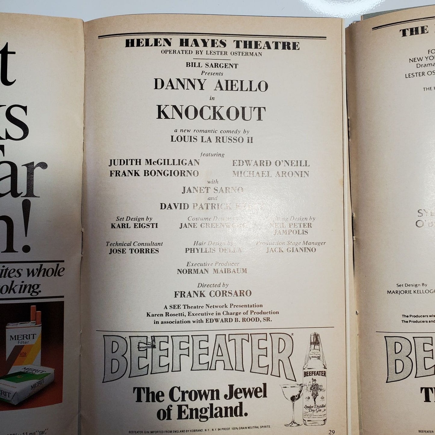 Lot of 3 Vintage Playbills without Covers "Knockout" 1979 "Da" 1979 "Long Day's Journey Into Night  1986